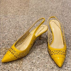 Yellow patent leather Kate Spade heels